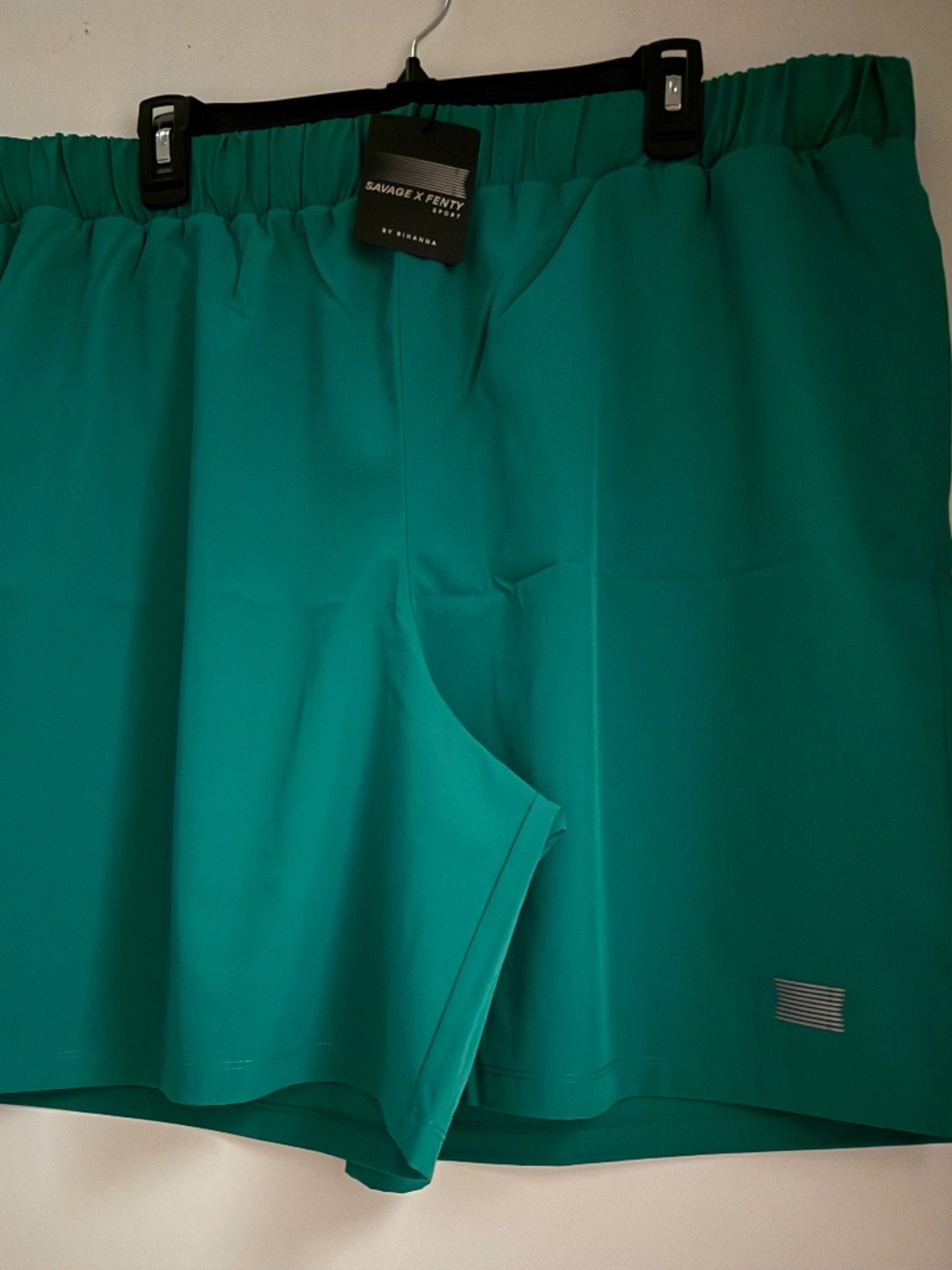 Short features side pockets, a hidden phone pock: Color Light Green, 3X